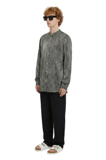 SLIM GRANDAD 2 SHIRT BENT STRIPE BLACK