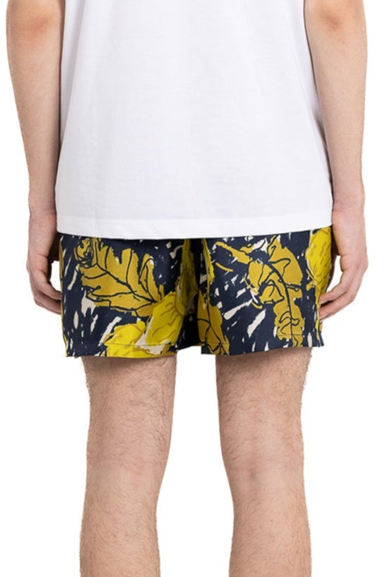 BOXER SHORT AUTUMN LEAVES NAVY YELLOW - BANANATIME