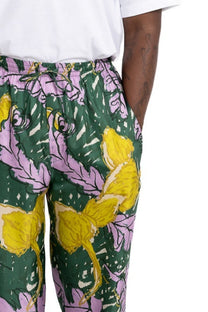 EASY PANT AUTUMN LEAVES GREEN PINK - BANANATIME