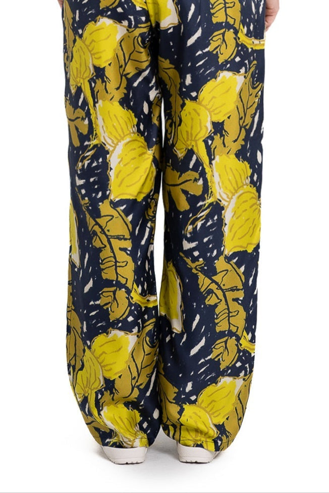 EASY PANT AUTUMN LEAVES NAVY YELLOW - BANANATIME
