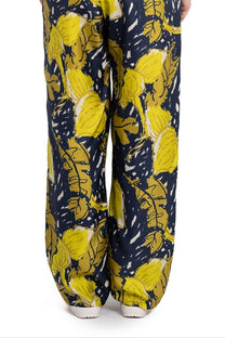 EASY PANT AUTUMN LEAVES NAVY YELLOW - BANANATIME