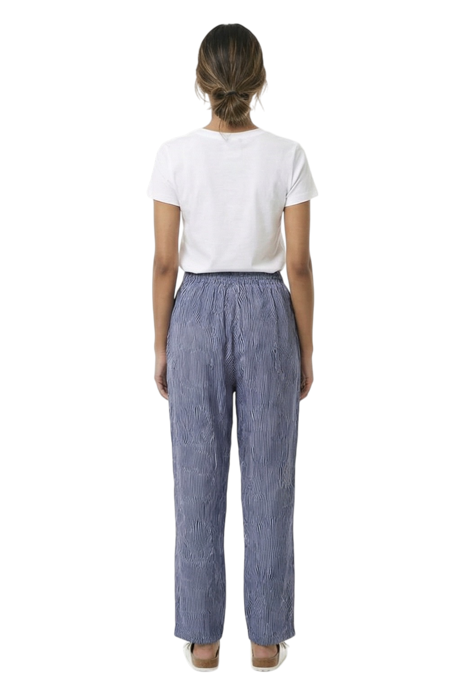 EASY PANT Bent Stripes Navy Lilac