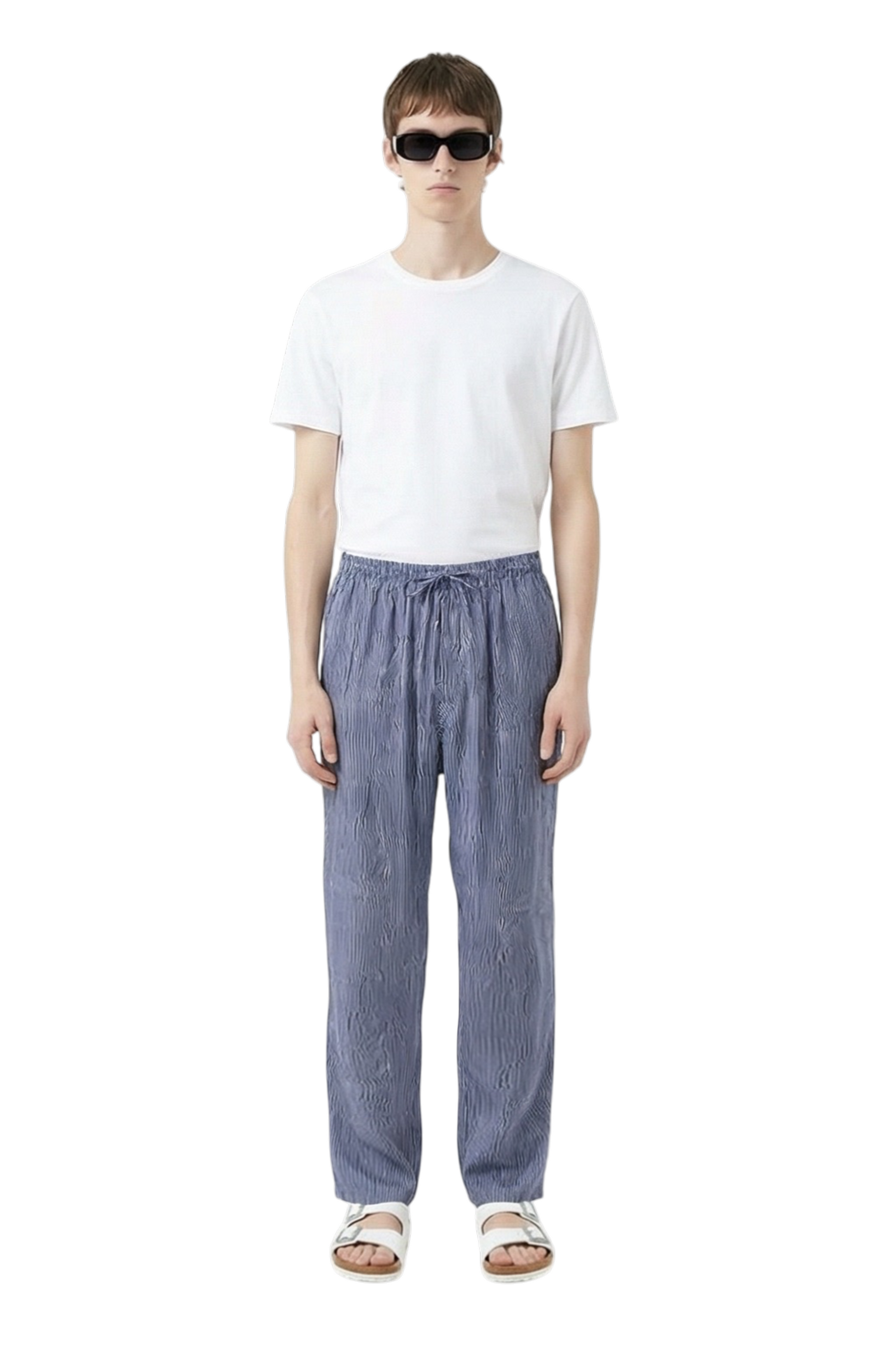 EASY PANT Bent Stripes Navy Lilac