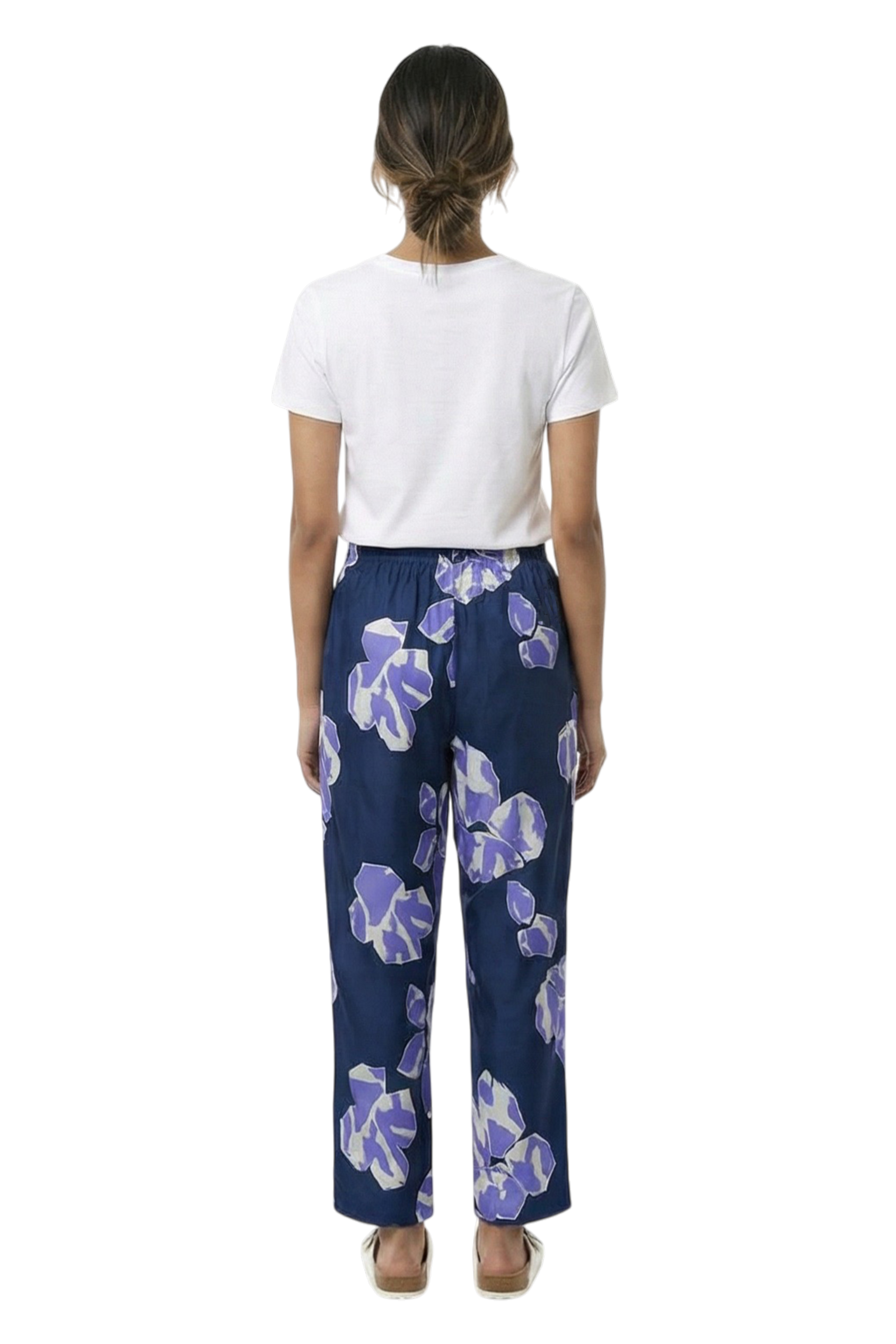 EASY PANT Paper Cuts Navy Lilac