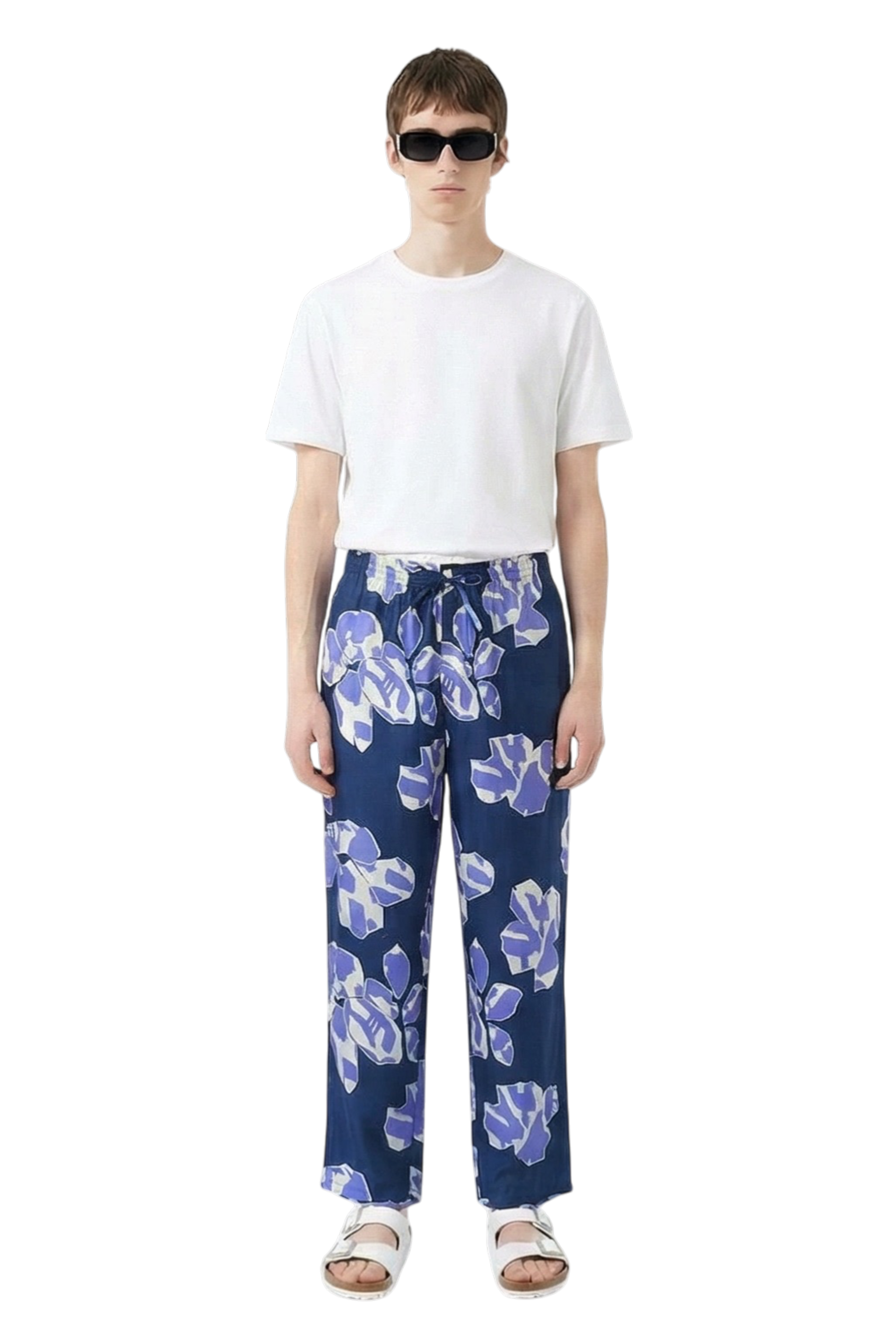 EASY PANT Paper Cuts Navy Lilac