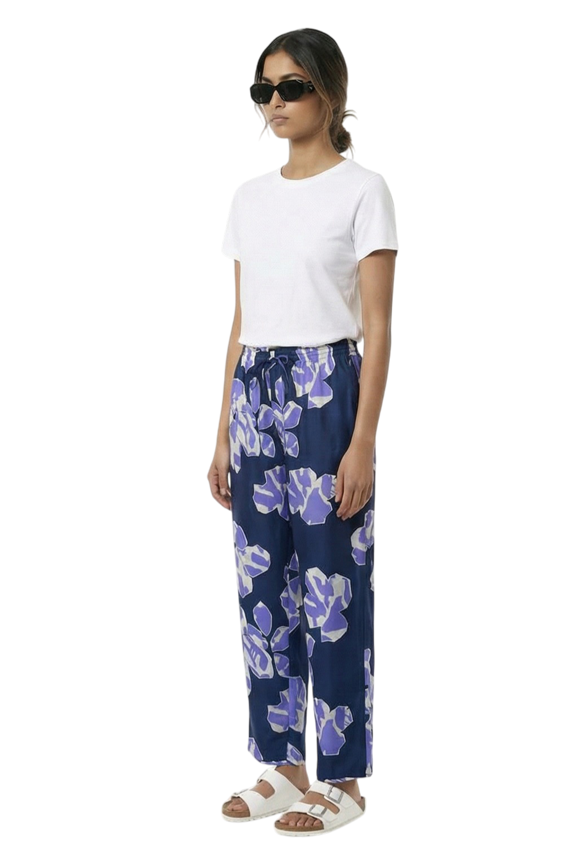EASY PANT Paper Cuts Navy Lilac