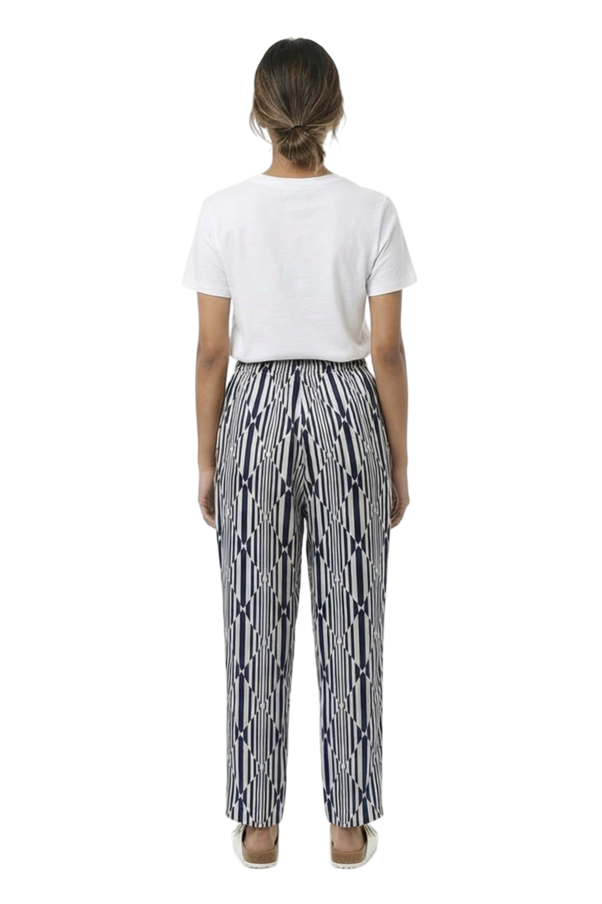 EASY PANT Prism Rhythm Ecru Navy