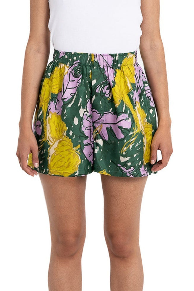 BOXER SHORT AUTUMN LEAVES GREEN PINK - BANANATIME