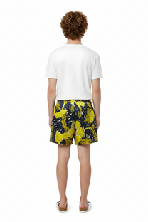 BOXER SHORT AUTUMN LEAVES NAVY YELLOW