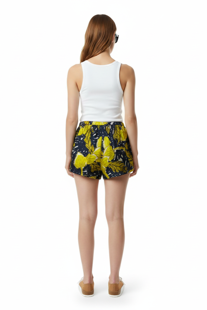 BOXER SHORT AUTUMN LEAVES NAVY YELLOW