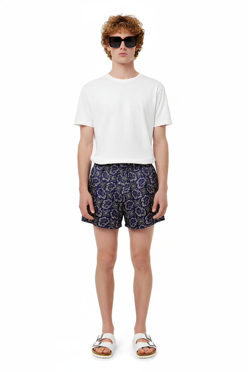 BOXER SHORT PAISLEY FISH NAVY PINK
