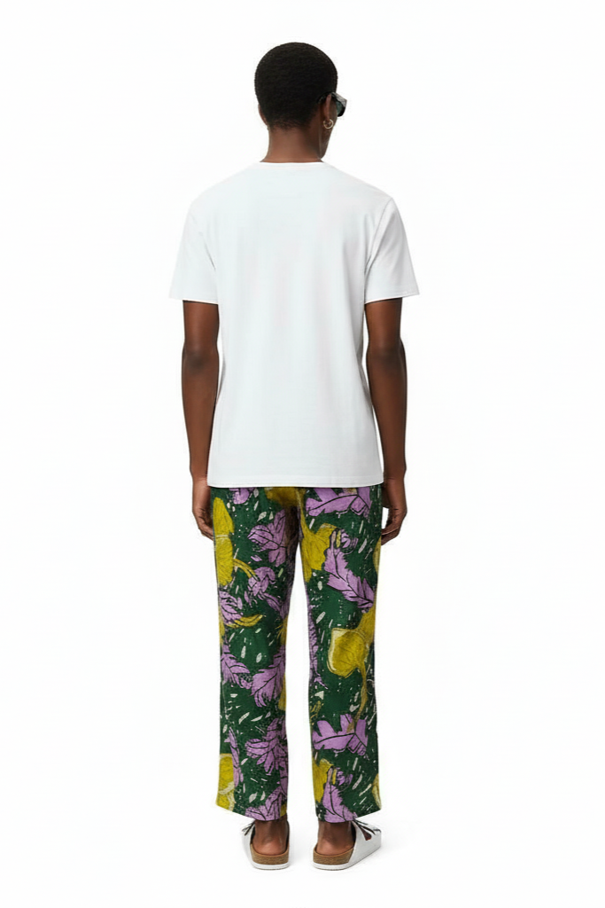 EASY PANT AUTUMN LEAVES GREEN PINK