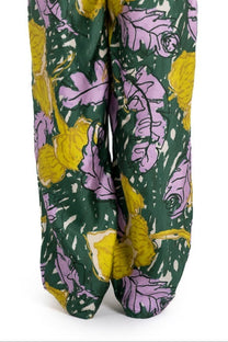 EASY PANT AUTUMN LEAVES GREEN PINK - BANANATIME