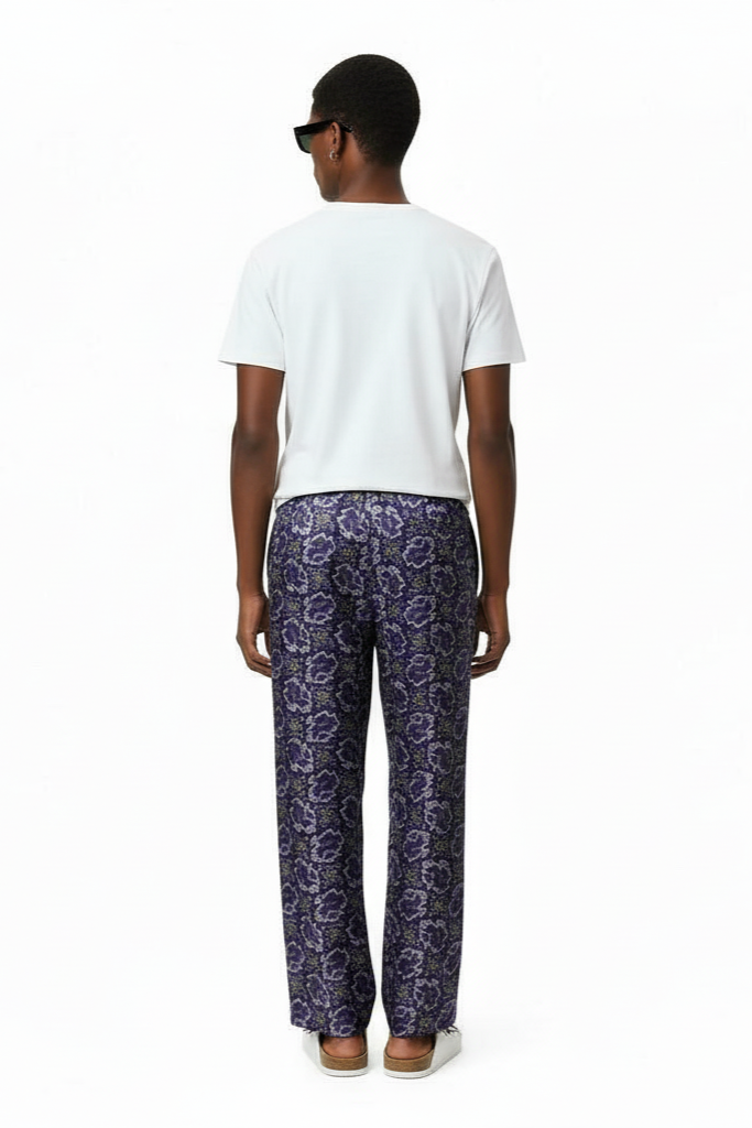 EASY PANT PAISLEY FISH NAVY PINK