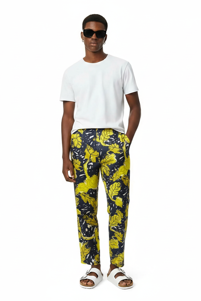 TAPERED 2 PANT AUTUMN LEAVES NAVY YELLOW