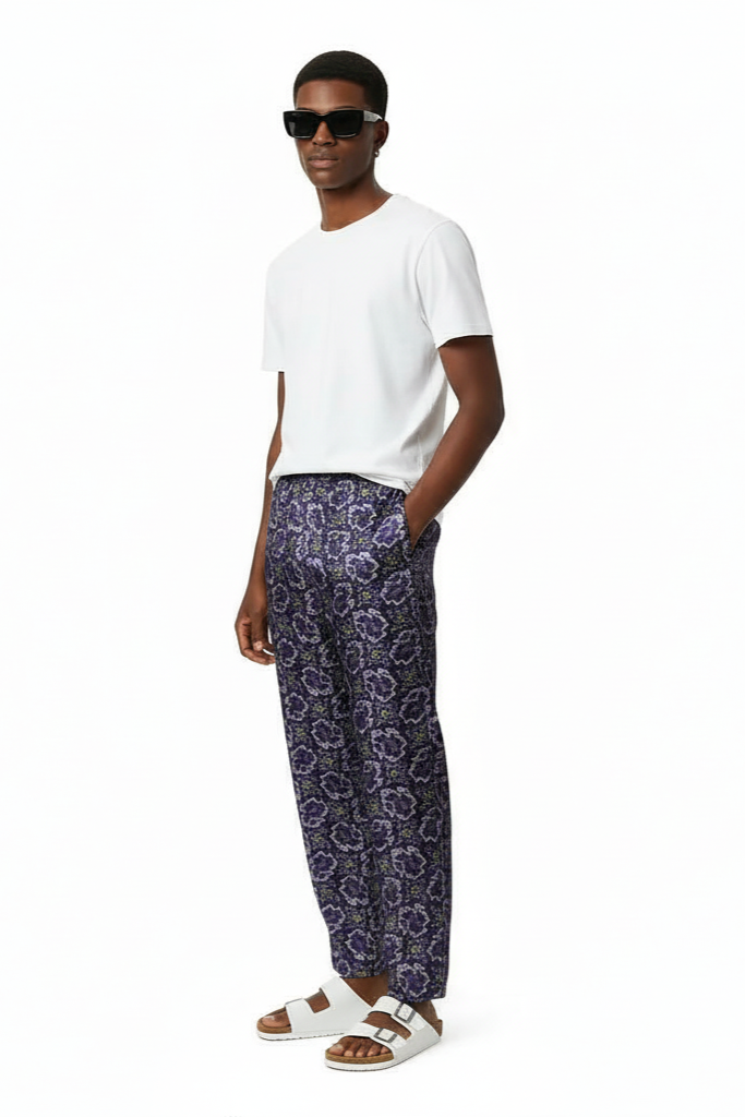 TAPERED 2 PANT PAISLEY FISH NAVY PINK