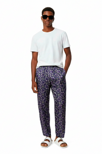 TAPERED 2 PANT PAISLEY FISH NAVY PINK