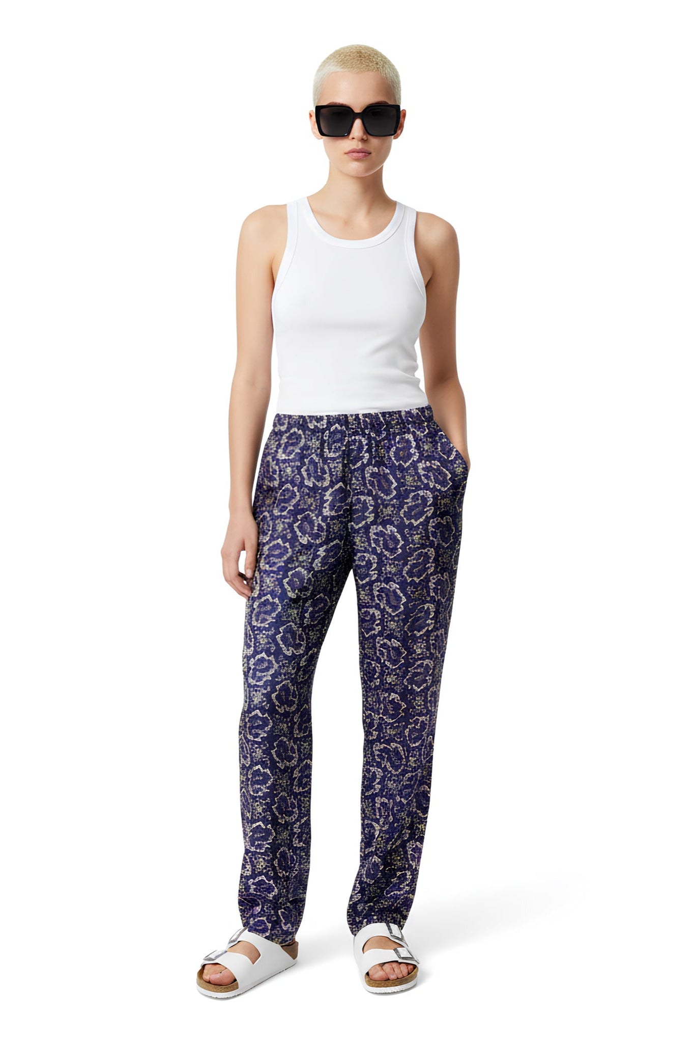 TAPERED 2 PANT PAISLEY FISH NAVY PINK