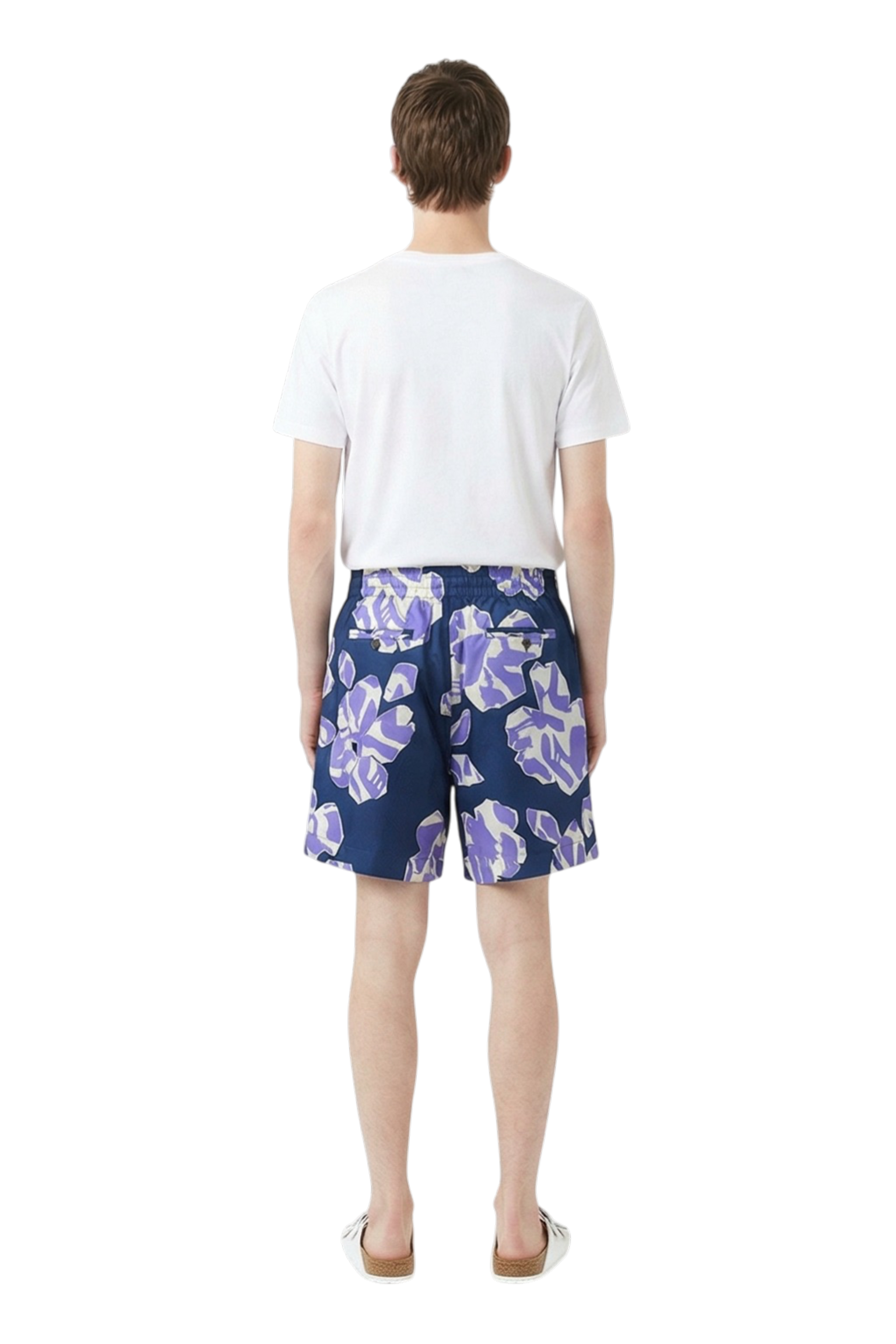 RELAXED 3 SHORT Paper Cuts Navy Lilac