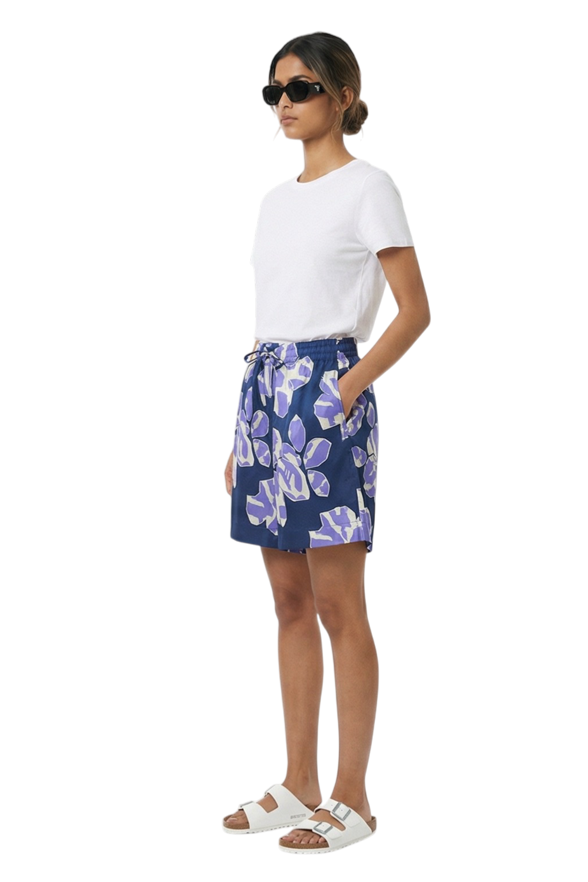 RELAXED 3 SHORT Paper Cuts Navy Lilac