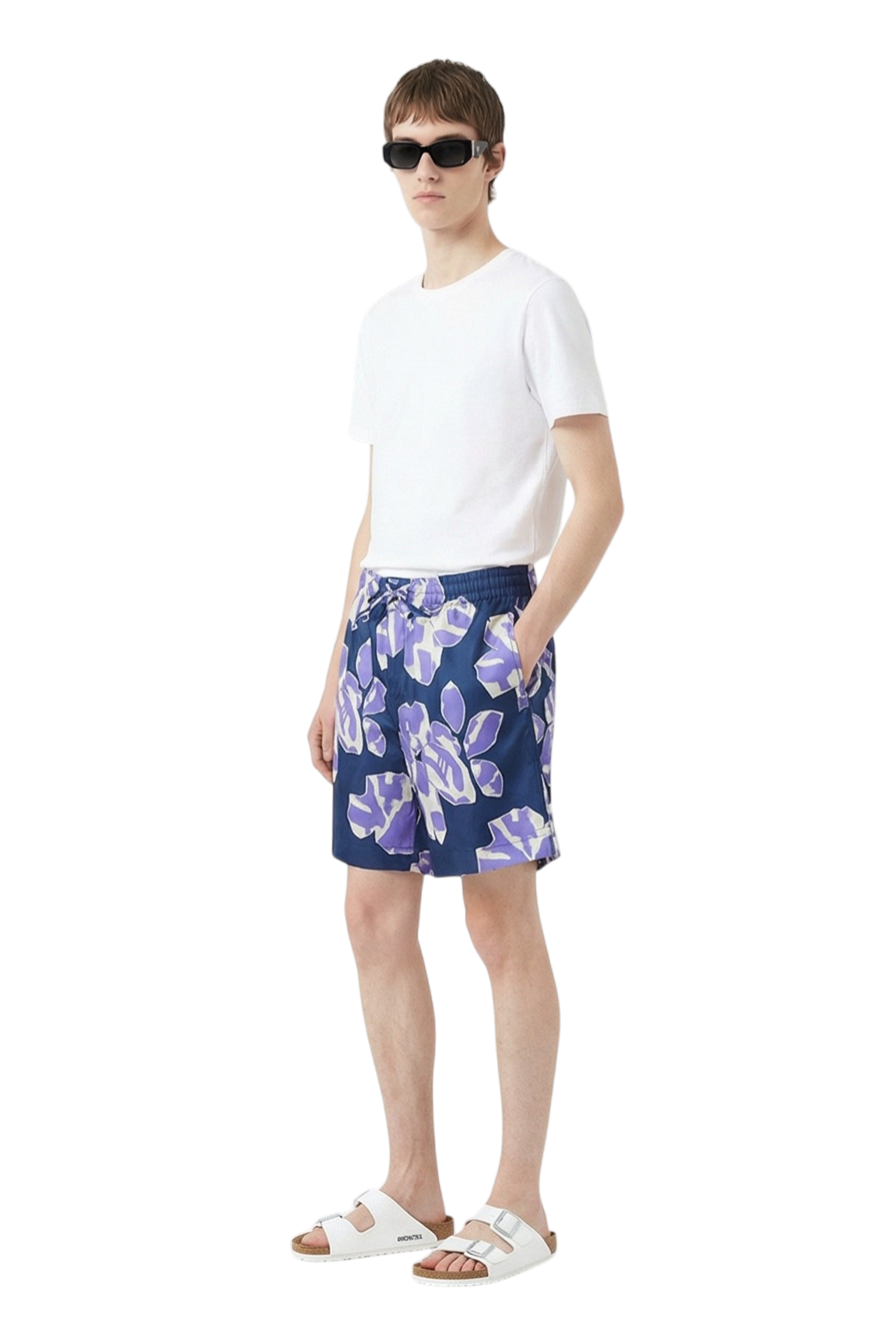 RELAXED 3 SHORT Paper Cuts Navy Lilac