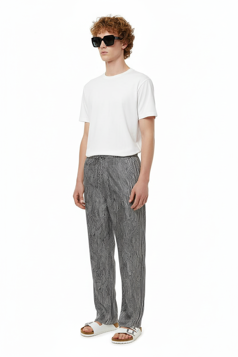 EASY PANT Bent Stripe Black