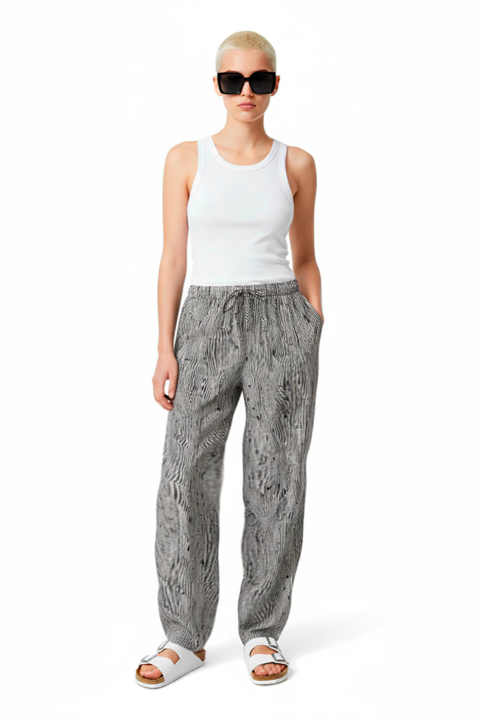 EASY PANT Bent Stripe Black