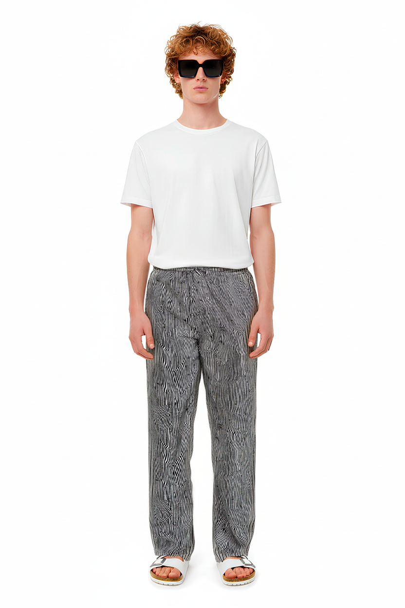 EASY PANT Bent Stripe Black