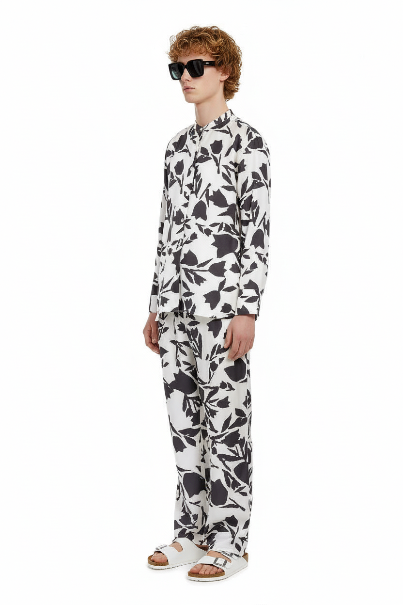 SLIM GRANDAD 2 SHIRT Tulip Time Black