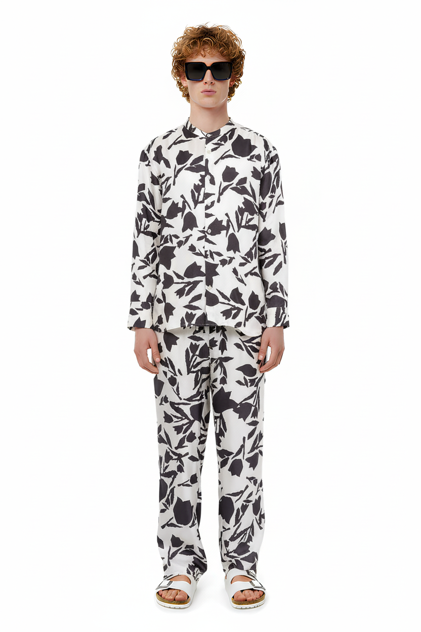 SLIM GRANDAD 2 SHIRT Tulip Time Black