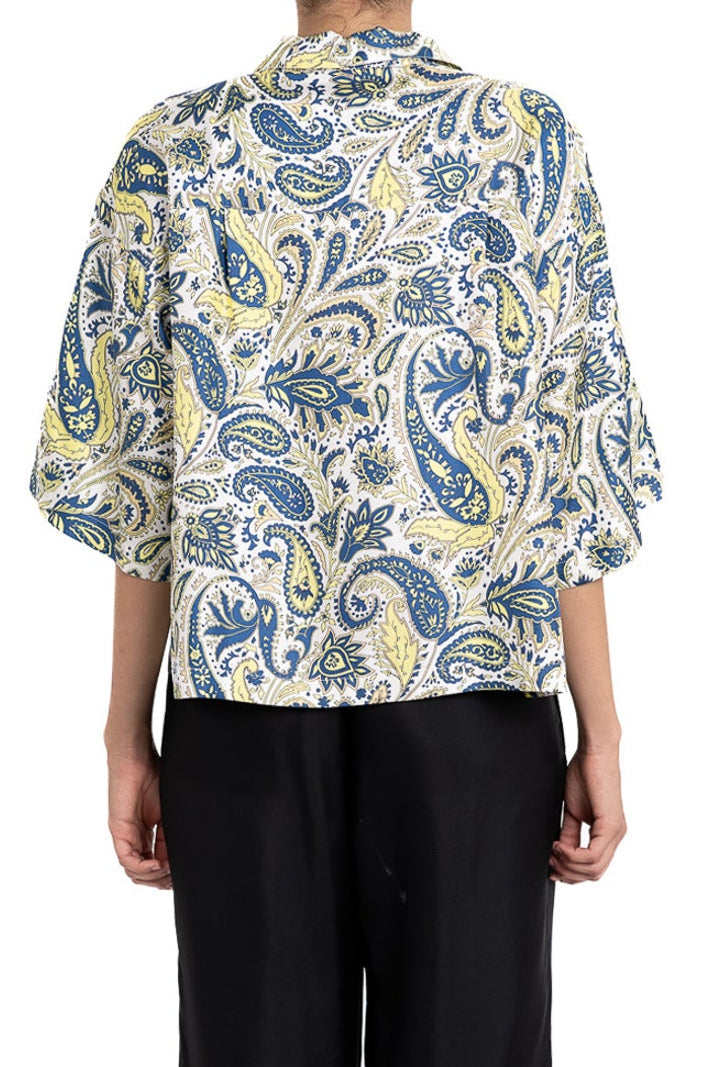 CROPPED HAWAIIAN SHIRT Jumbo Paisley Ecru