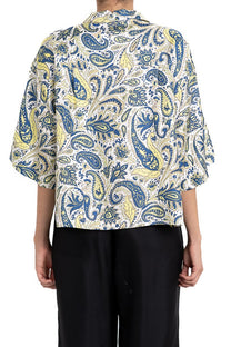 CROPPED HAWAIIAN SHIRT Jumbo Paisley Ecru