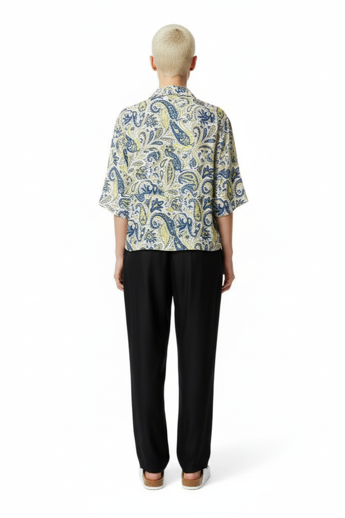 CROPPED HAWAIIAN SHIRT Jumbo Paisley Ecru