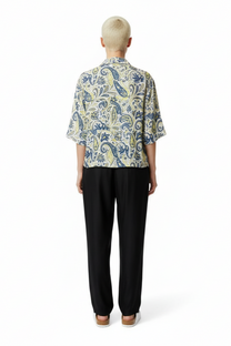 CROPPED HAWAIIAN SHIRT Jumbo Paisley Ecru