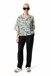 CROPPED HAWAIIAN SHIRT Jumbo Paisley Ecru