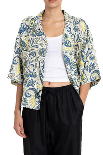 CROPPED HAWAIIAN SHIRT Jumbo Paisley Ecru