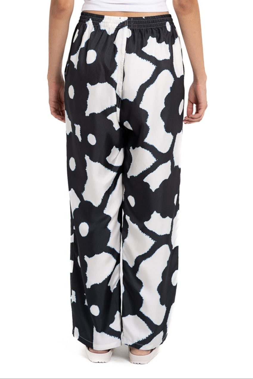 EASY PANT Bleeding Flowers Ecrublack