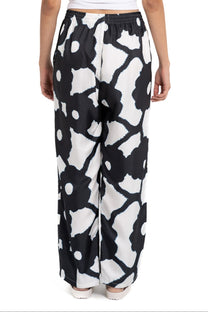 EASY PANT Bleeding Flowers Ecrublack