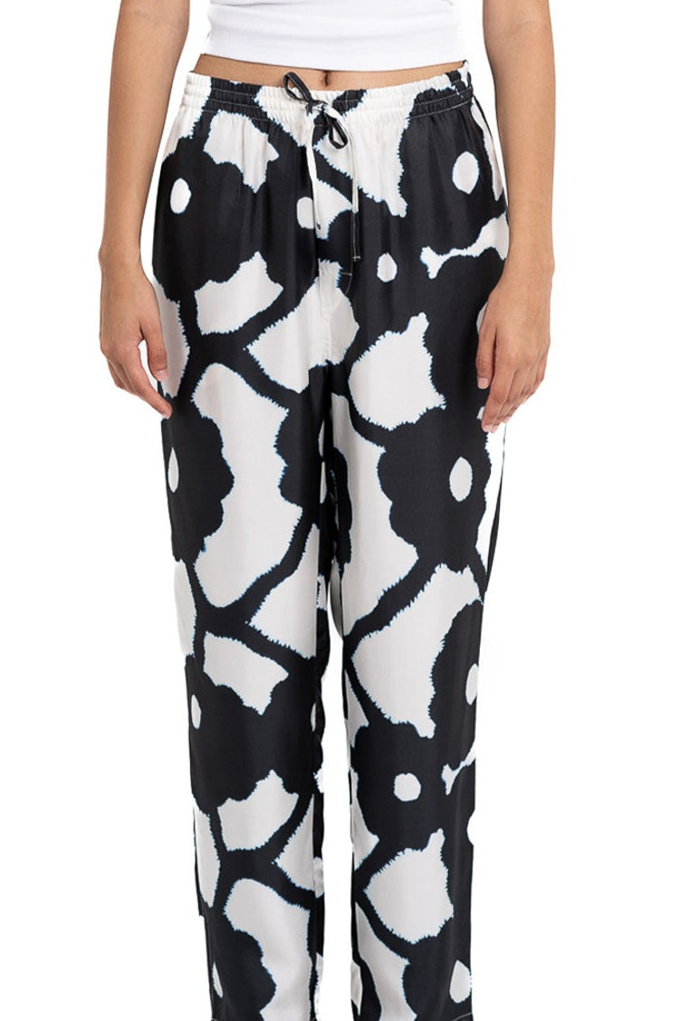 EASY PANT Bleeding Flowers Ecrublack