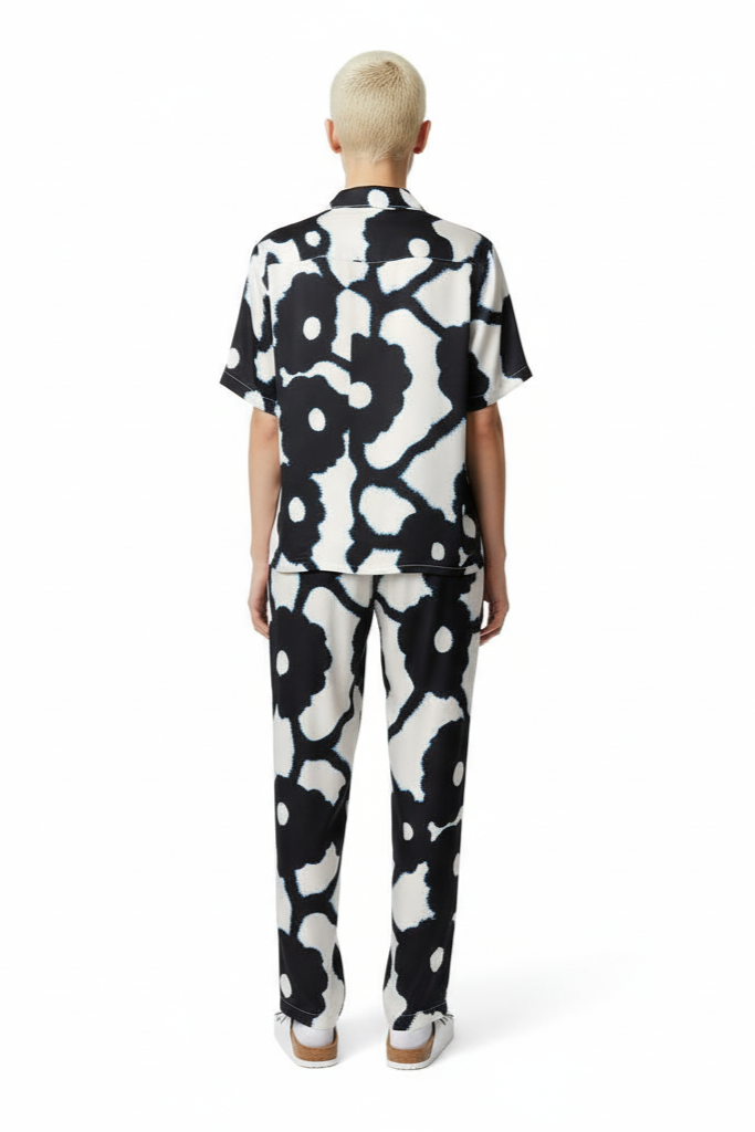 HAWAIIAN 2 SHIRT Bleeding Flowers Ecrublack