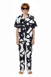 HAWAIIAN 2 SHIRT Bleeding Flowers Ecrublack