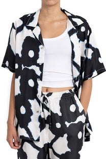 HAWAIIAN 2 SHIRT Bleeding Flowers Ecrublack