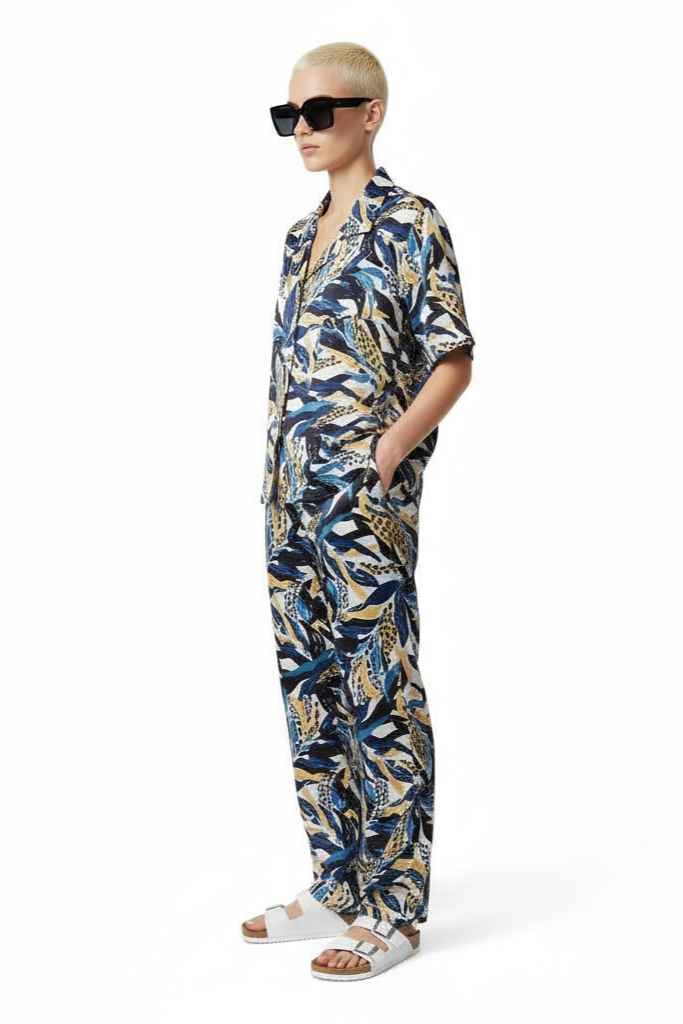 HAWAIIAN 2 SHIRT Seaweed Ecrublue
