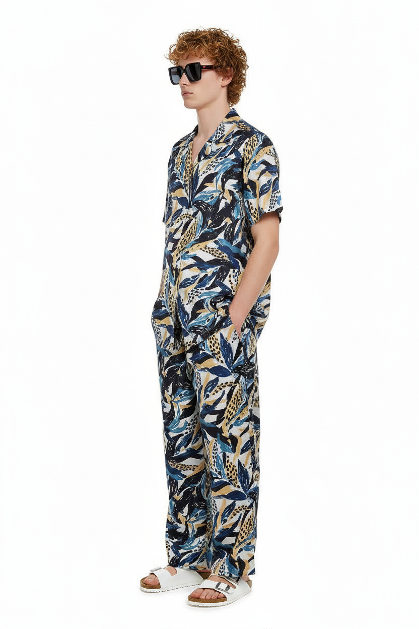 HAWAIIAN 2 SHIRT Seaweed Ecrublue