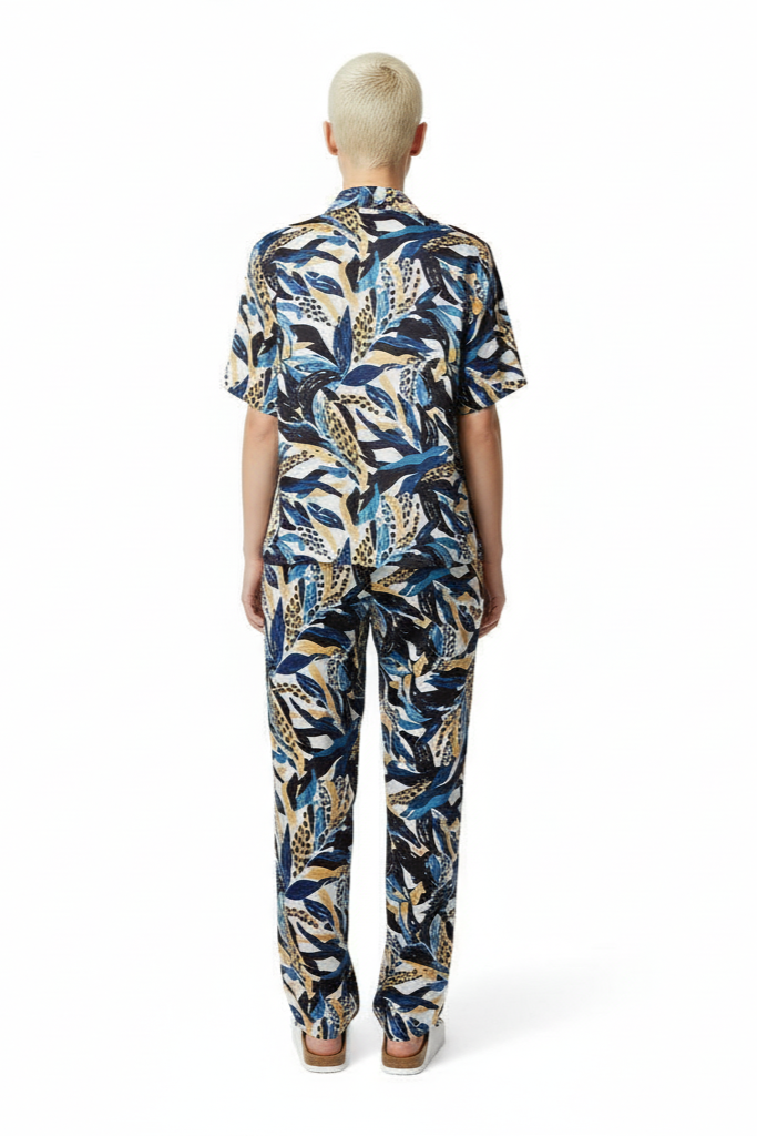 HAWAIIAN 2 SHIRT Seaweed Ecrublue