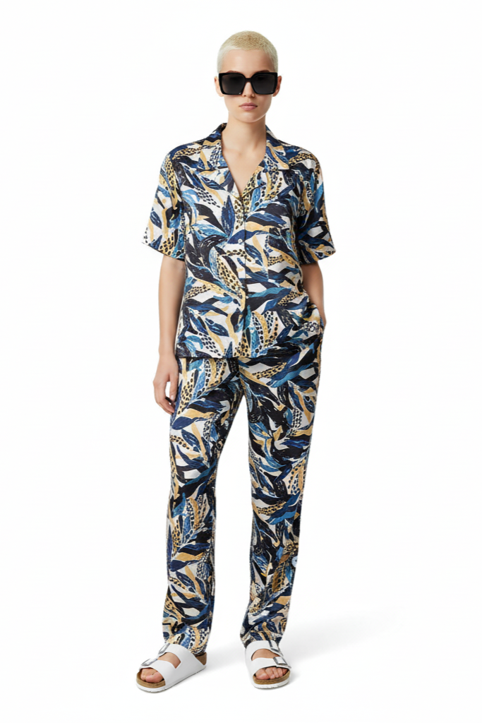 HAWAIIAN 2 SHIRT Seaweed Ecrublue