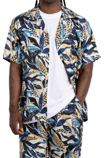 HAWAIIAN 2 SHIRT Seaweed Ecrublue