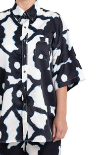 SURF SHIRT Bleeding Flowers Ecrublack - BANANATIME