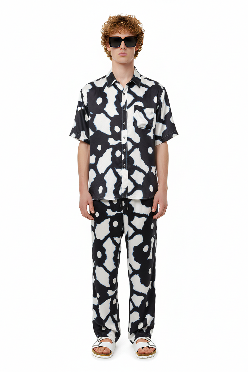 SURF SHIRT Bleeding Flowers Ecrublack - BANANATIME